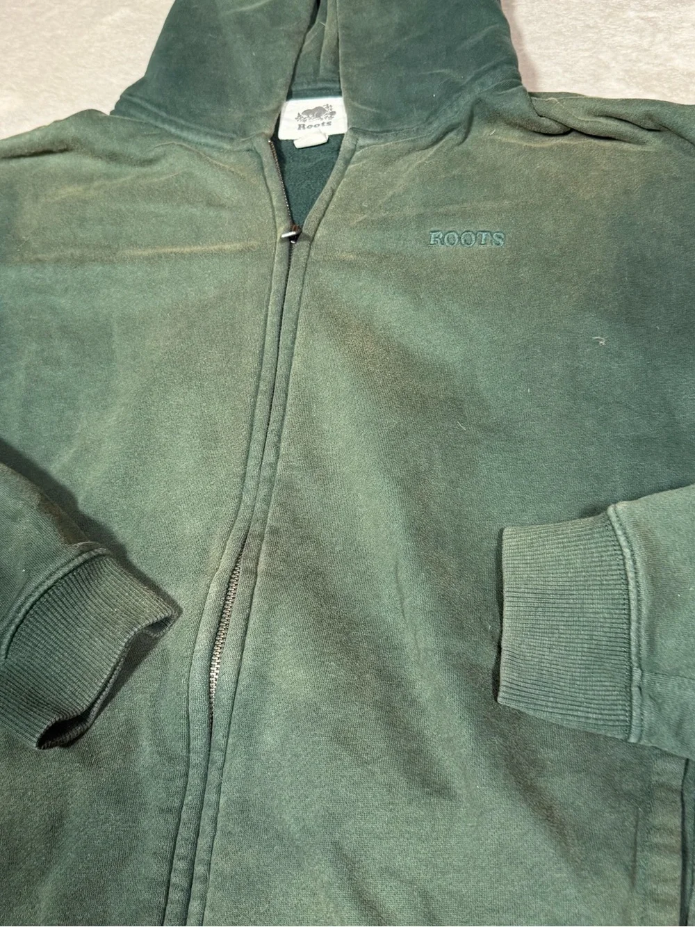 Roots Men's Forest Green Full-Zip Hoodie Sweater